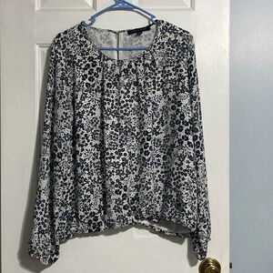 Tommy Hilfiger Navy and White Floral Blouse